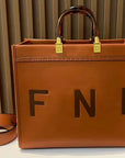 2024 Luxe Fendi-Inspired Tote - Large Capacity Vintage Leather Shoulder Bag with Golden Details for Women