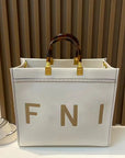 2024 Luxe Fendi-Inspired Tote - Large Capacity Vintage Leather Shoulder Bag with Golden Details for Women