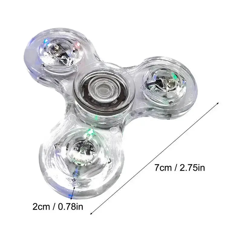 Luminous LED light Fidget Spinner Crystal Fingertip Spinners Glow in Dark Stress Relief Fidget Toys Kinetic Gyroscope for Childs