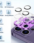 For iPhone 14 15 Pro Max Glitter Diamond Metal Lens Cover For iPhone 15 14 Plus 12 13 Mini 11 Pro Max Camera Lens Protector Film