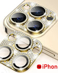 For iPhone 14 15 Pro Max Glitter Diamond Metal Lens Cover For iPhone 15 14 Plus 12 13 Mini 11 Pro Max Camera Lens Protector Film