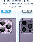 For iPhone 14 15 Pro Max Glitter Diamond Metal Lens Cover For iPhone 15 14 Plus 12 13 Mini 11 Pro Max Camera Lens Protector Film