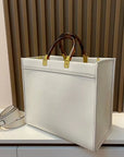 2024 Luxe Fendi-Inspired Tote - Large Capacity Vintage Leather Shoulder Bag with Golden Details for Women