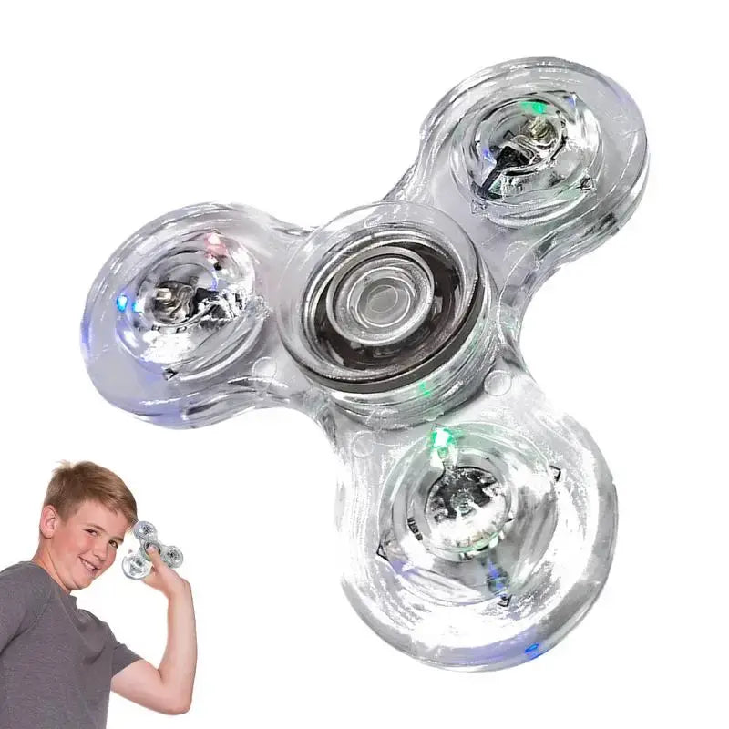 Luminous LED light Fidget Spinner Crystal Fingertip Spinners Glow in Dark Stress Relief Fidget Toys Kinetic Gyroscope for Childs