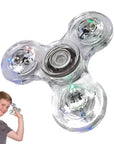Luminous LED light Fidget Spinner Crystal Fingertip Spinners Glow in Dark Stress Relief Fidget Toys Kinetic Gyroscope for Childs