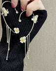 Shiny Zircon Butterfly Ear Cuff Gold Color Tassel Clip On Earrings For Women Korea Style Copper Earring Without Piercing Jewelry