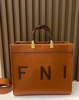 2024 Luxe Fendi-Inspired Tote - Large Capacity Vintage Leather Shoulder Bag with Golden Details for Women