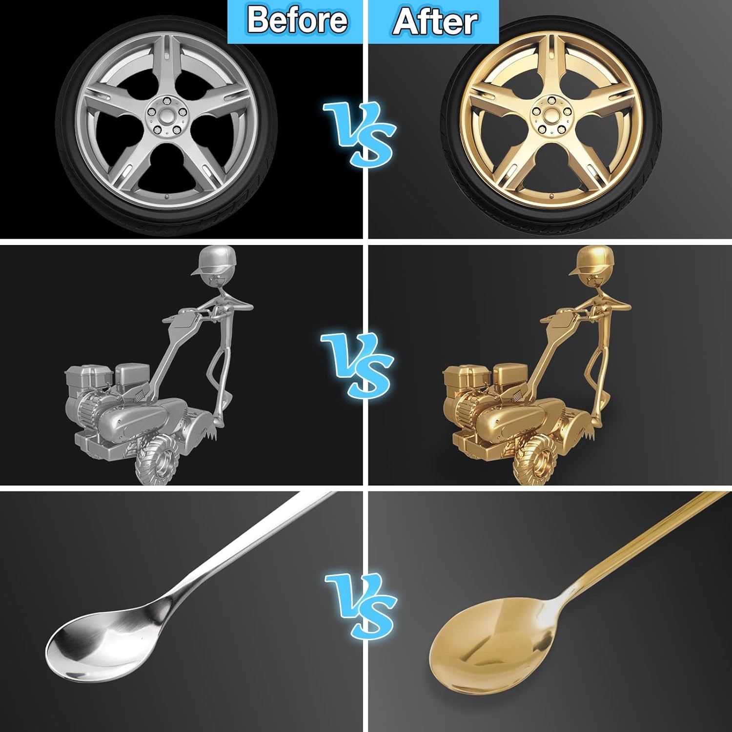 5 Liquid Gold Paint Pens for Art, Mirror Chrome Marker, Reflective Gloss Permanent Marker, Touch up Repair Paint Pen for Model, Wood, Rock, Glass, and Christmas Ornaments Craft (2-3Mm / 1Mm / 1-3Mm)