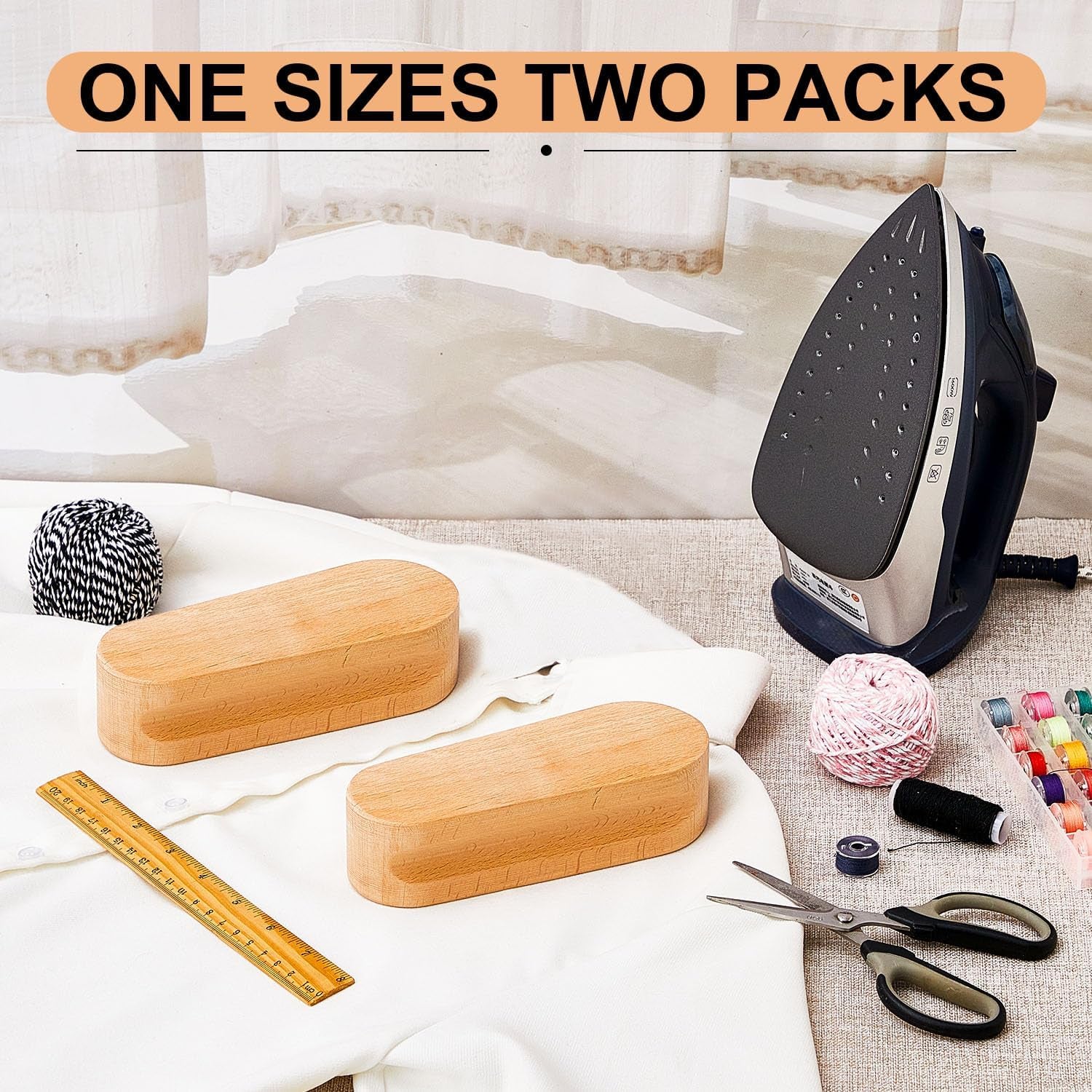 2 Pcs Beech Wood Tailors Clapper Wooden Clapper Sewing Tool Steam Iron Tailor Wooden Clapper for Sewing Quilting Ironing (7 Inch)