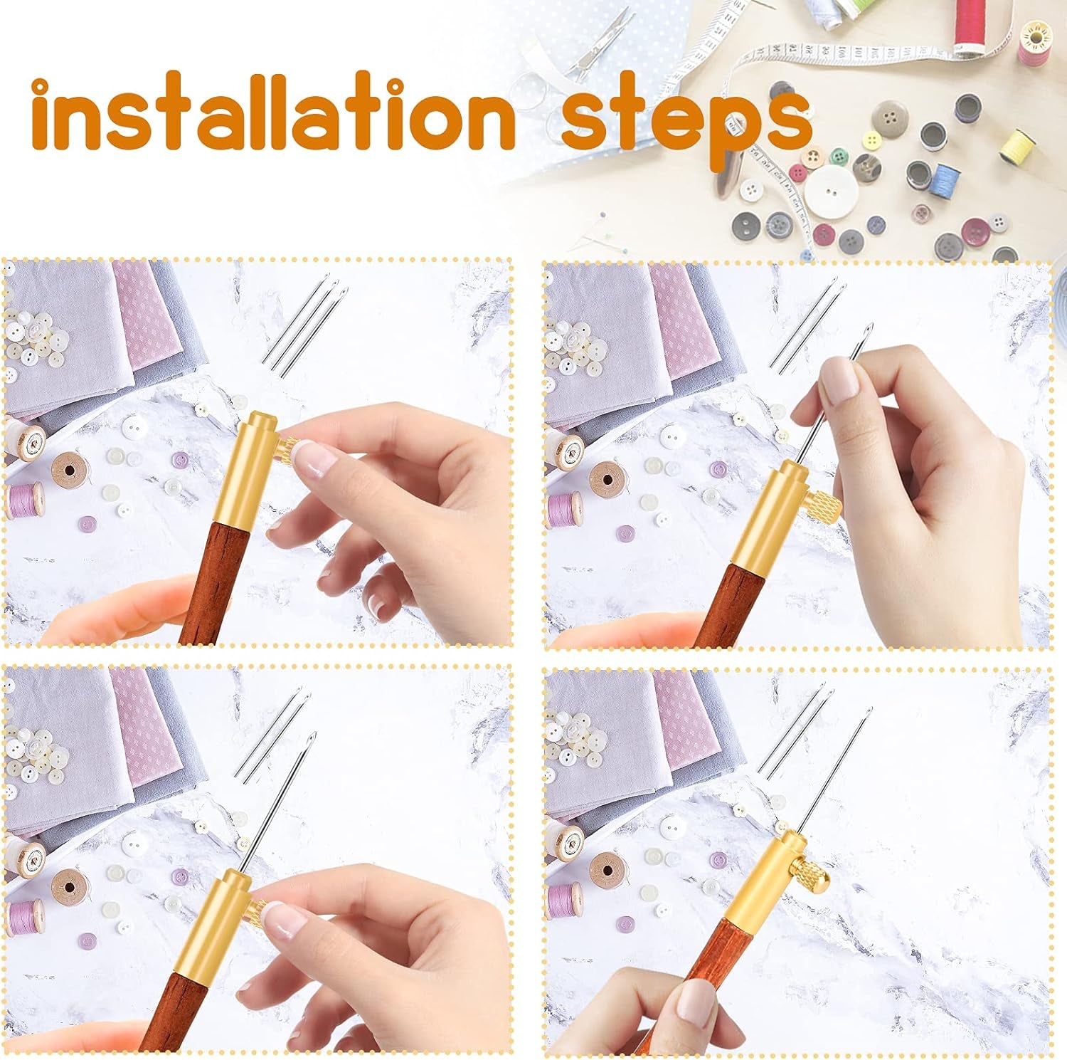 Tambour Hook with 3 Needles 70 100 120 Embroidery Beading Crochet Tools Kit