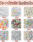 1400Pcs 6 Colors 4X7Mm Letter Beads for Bracelets Making Kit Alphabet Beads for Jewelry Making with Number Heart Beads Friendship Bracelet Kit
