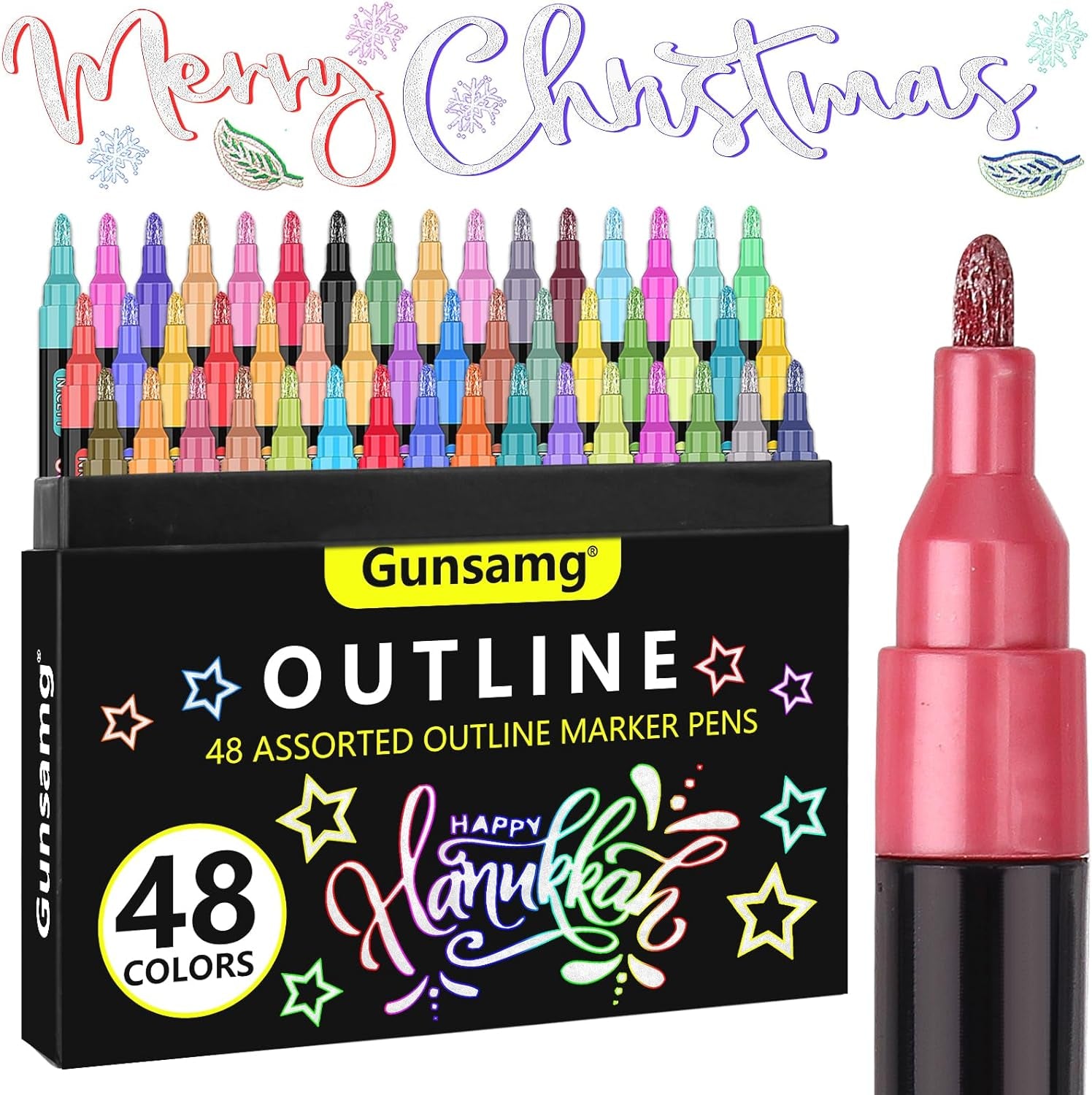 48 Outline Markers for Teen Girl Gifts Trendy Stuff, Glitter Markers Metallic Markers for Doodle Writing,Crafts for Girls 8-12