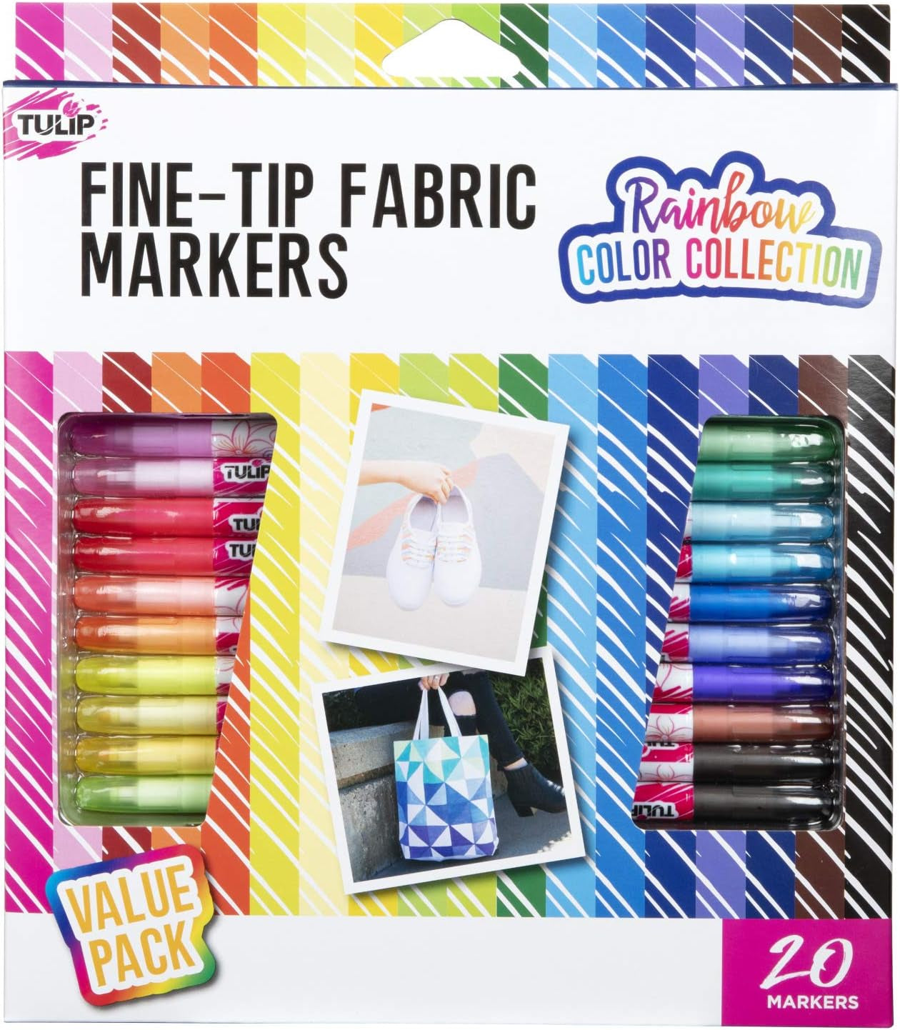 Permanent Nontoxic Fabric Markers, 20 Pack, Multicolor