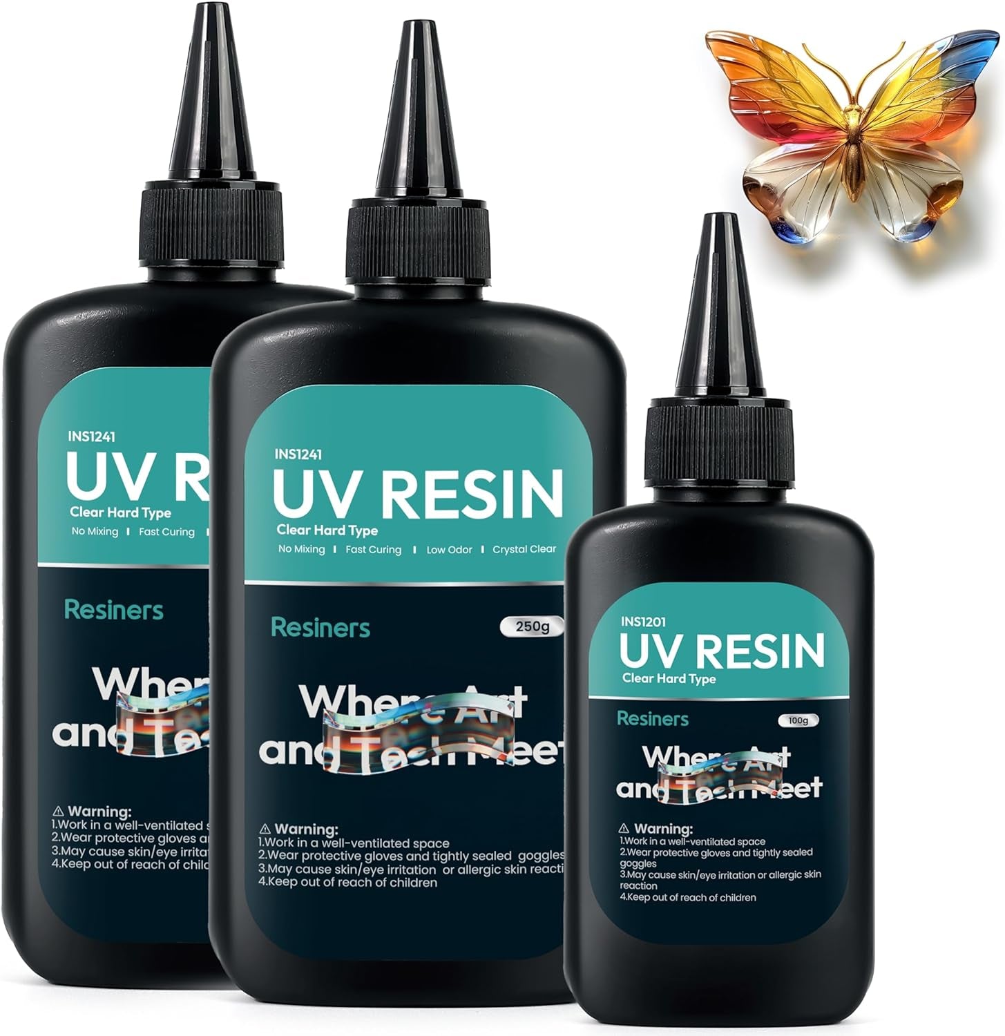 UV Resin Kit with Light,Upgraded 200G Crystal Clear Low Odor UV Glue,Uv Light for Resin Curing,Mixing Cups,Stir Sticks,Ultraviolet Epoxy Resin Starter Jewelry Making Kit for Craft Beginner