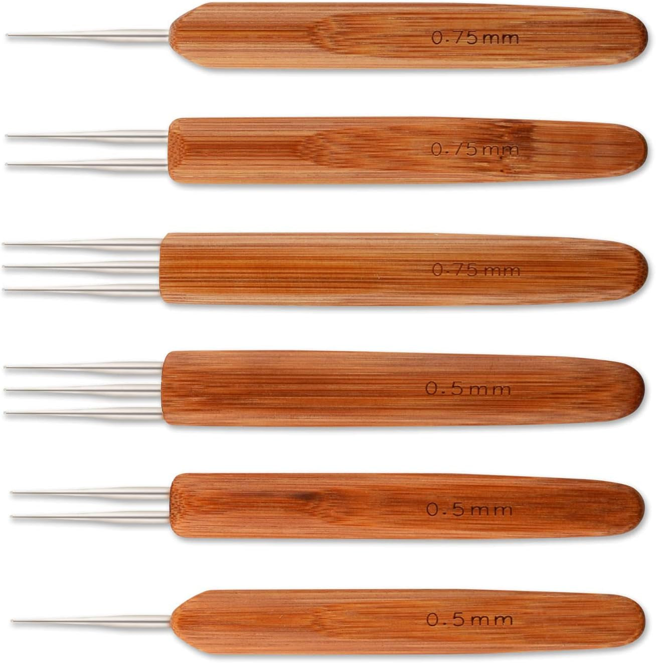 6 Pieces Dreadlock Crochet Hook 0.5Mm 0.75 Mm Needle Weaving Crochet, Include 1 Hook, 2 Hooks, 3 Hooks for Braid Craft