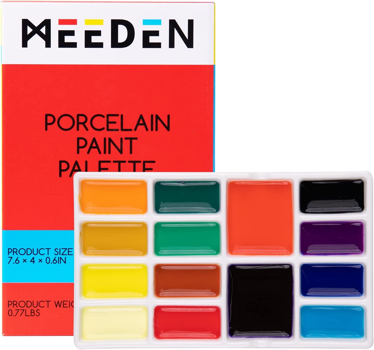 8-Well Ceramic Artist Paint Palette, Square Porcelain Watercolor Palette, White Ceramic Mixing Tray for Gouache Painting, Oil Painting, Acrylic Painting &amp; Tempera Painting, 7"× 7"× 0.9"