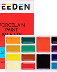 8-Well Ceramic Artist Paint Palette, Square Porcelain Watercolor Palette, White Ceramic Mixing Tray for Gouache Painting, Oil Painting, Acrylic Painting & Tempera Painting, 7"× 7"× 0.9"