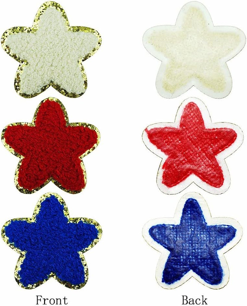 12 PCS Star Patches Patriotic Patch Chenille Patches Embroidered Iron on Patch for 4Th of July Clothes Decor