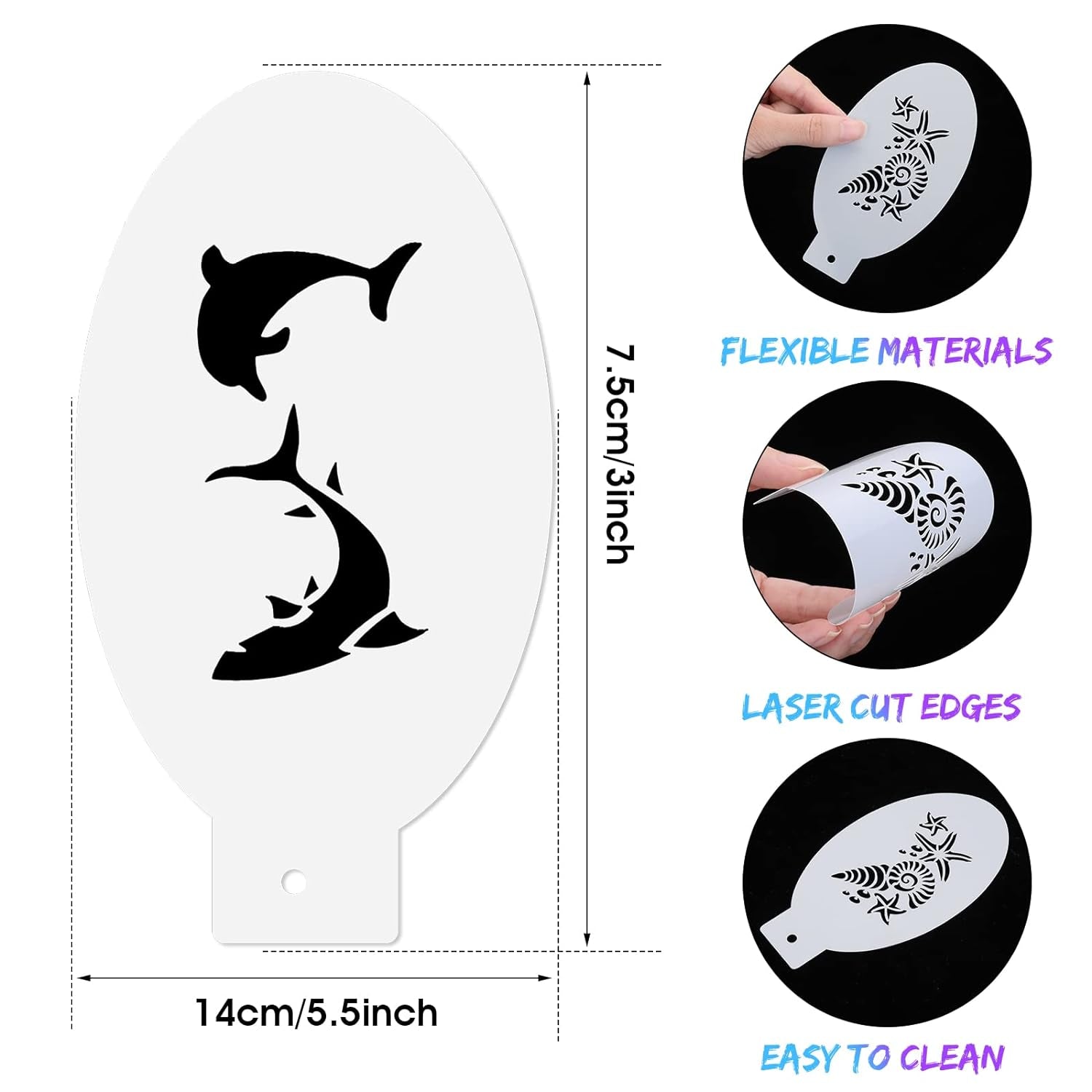 20 Pieces Face Paint Stencils, Reusable Body Painting Stencils Makeup Painting Templates Temporary Tattoos Stencils for Kids Halloween Holiday Party Makeup Body Art Painting