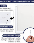 LED Tracing Light Box, 19" Ultra Thin Light Pad with Adjustable Brightness. Comes with USB Cable, Adapter, Paper, Clip. Light Table Drawing Pad, Portable Light Board for Sketching, Cricut Lightbox