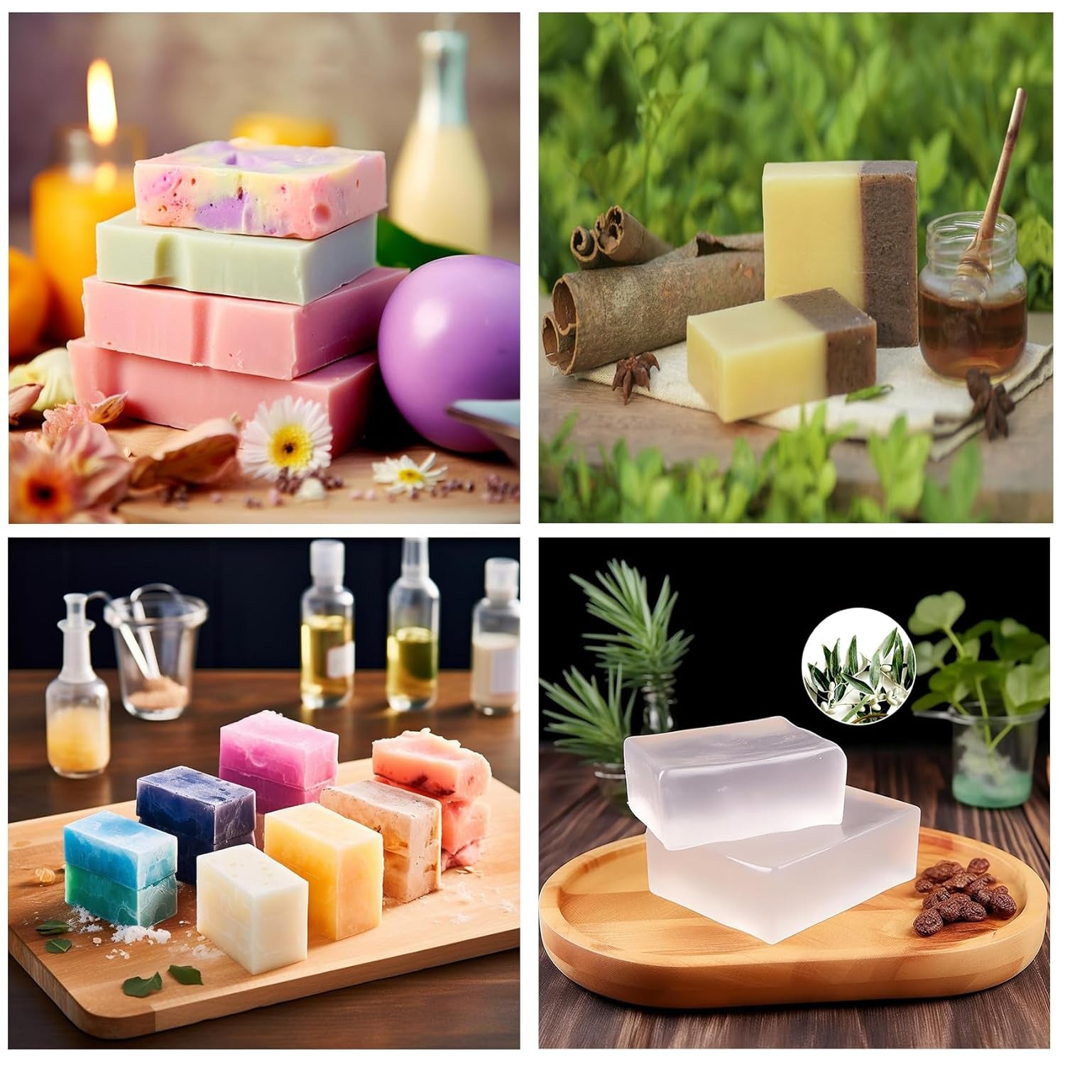 4LB Unscented Glycerin Soap Base DIY Handmade Soap Moisturizing Melt and Pour Soap Base for Crafting, Vegetable Glycerin &amp; Coconut Oil, Easy to Cut (White,4Lb)
