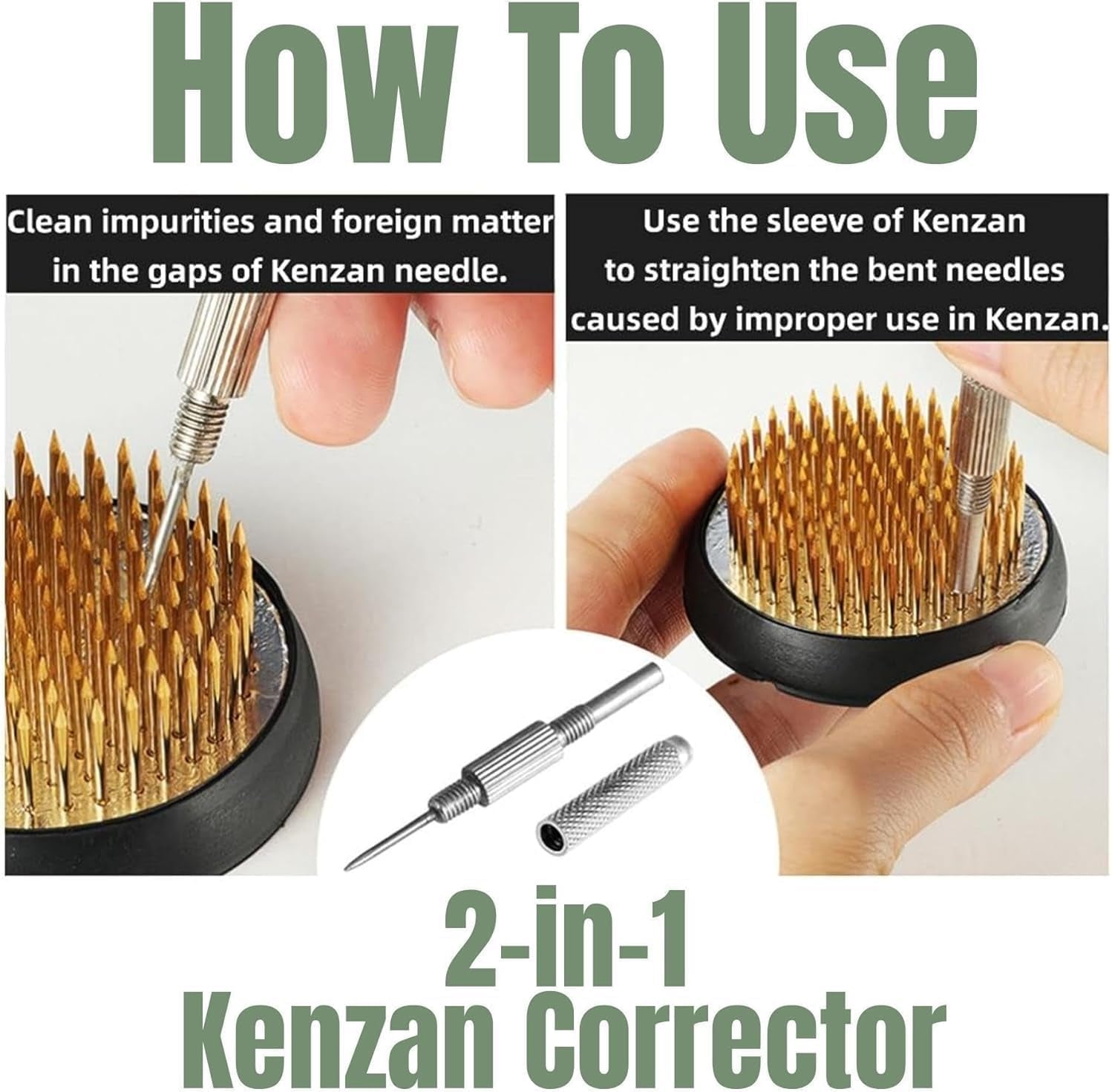 Japanese Ikebana Kit Floral Frog Flower Container with Kenzan Needle Straightening Tool (Large Tripod Bowl)