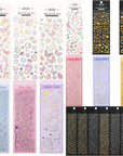 18 Sheets Scrapbook Kpop Stickers Adhesive Decor Shinny Korean Stickers for Photocards Butterfly Star Moon Waterproof Cute Stickers for Scrapbooking Planner Diary Decoration (Gold, Silver, Heart)
