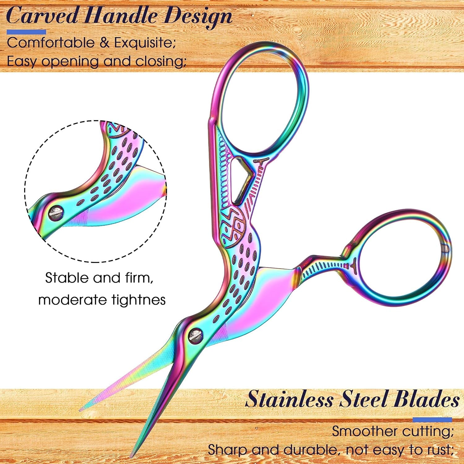 10 Pcs Stork Scissors Embroidery Scissors Bulk 3.6 Inch Stainless Steel Small Craft Scissors Rainbow Cross Stitch Sewing Crochet Scissors DIY Tools Dressmaker Scissors (Bright Color)