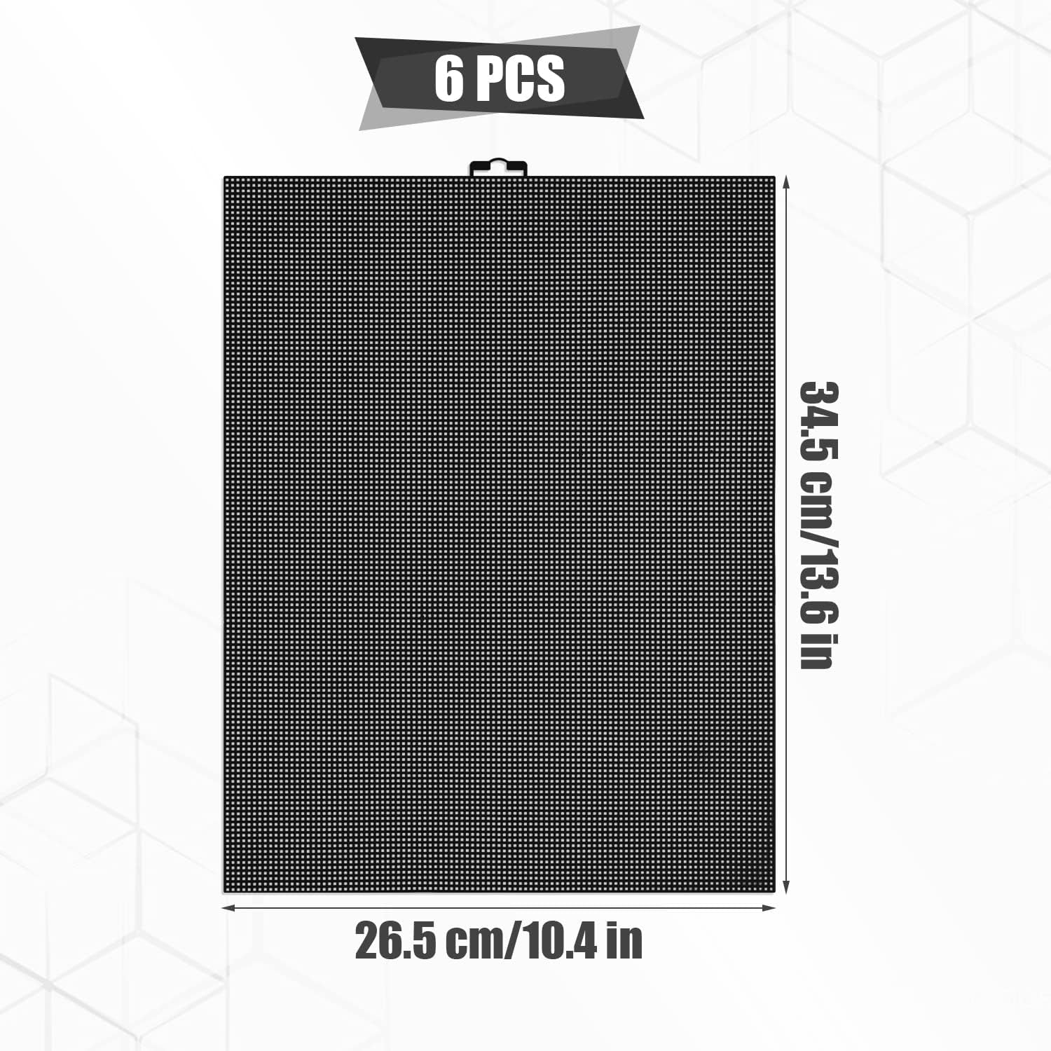 6Pcs Plastic Mesh Canvas Sheets, 10 CT Plastic Mesh Canvas Sheets for Embroidery Making, Cross Stitch Plastic Aida Mesh Screen for Crafts DIY Crochet Projects (13X10Inch, Black)