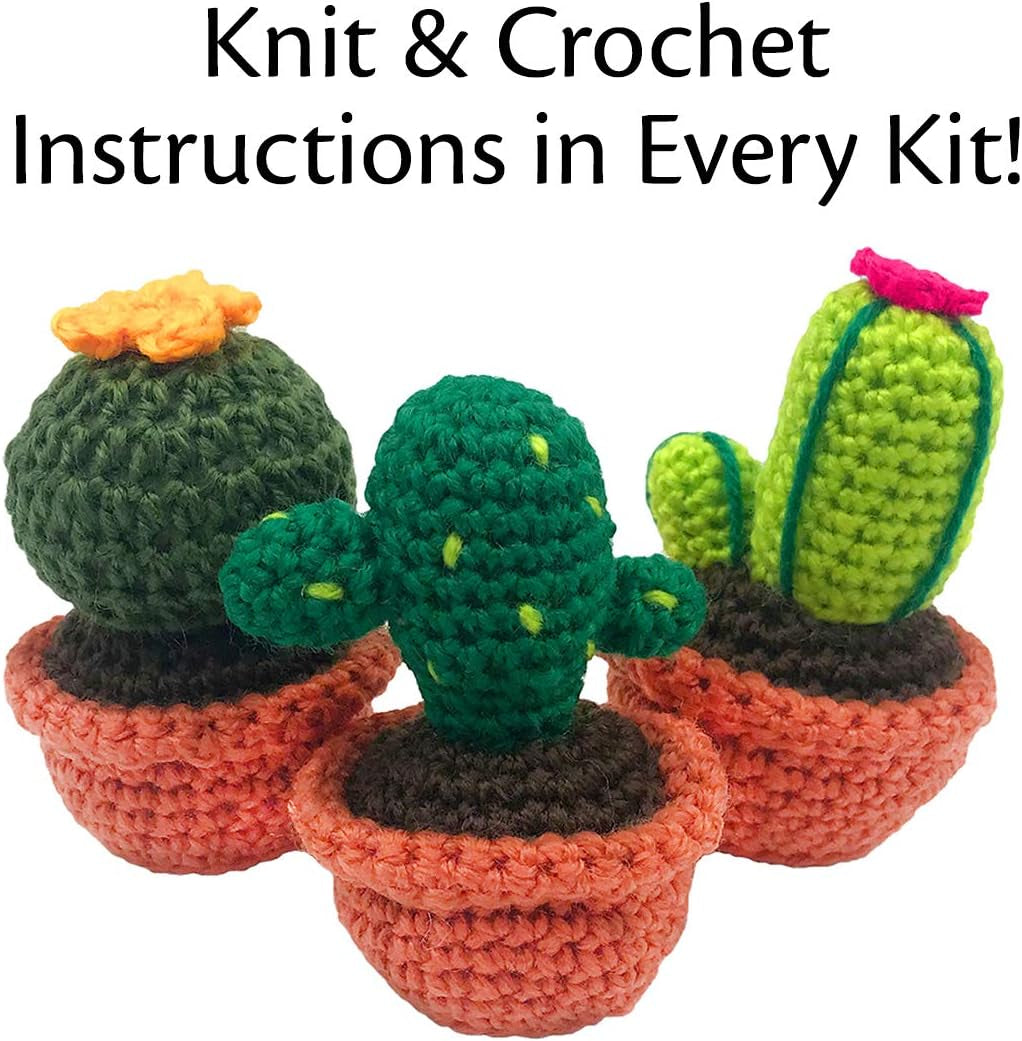 - Crochet Kit for Beginners to Intermediate | Cactus DIY Crochet Amigurumi - Crochet Kit Include Pattern, Yarn, Crochet Hook, Stuffing and Knitting Needles