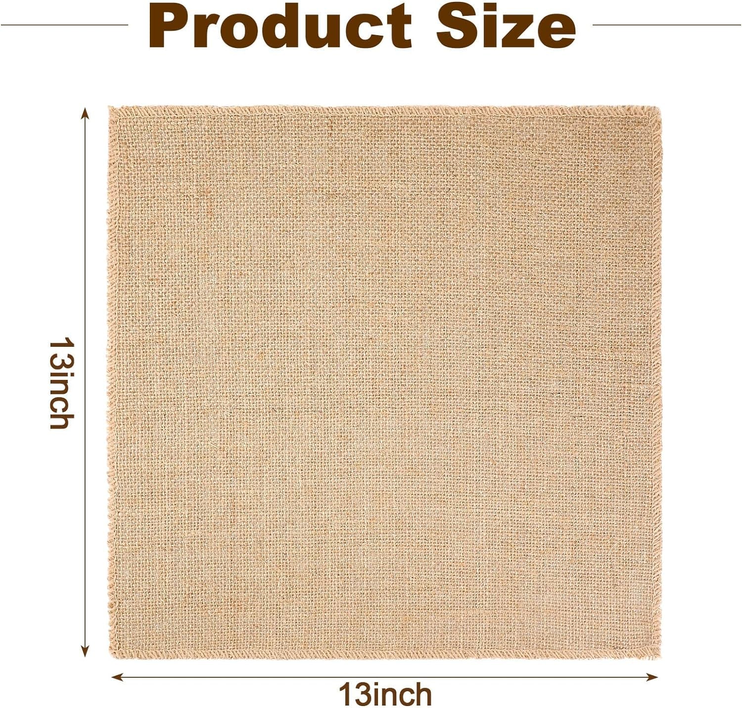 10 Pcs Burlap Squares Multipurpose Natural Burlap Fabric Burlap Centerpiece Burlap Placemats Farmhouse Gardening Country Crafts for Home Weddings Kitchen Table Decorations (13 X 13'')