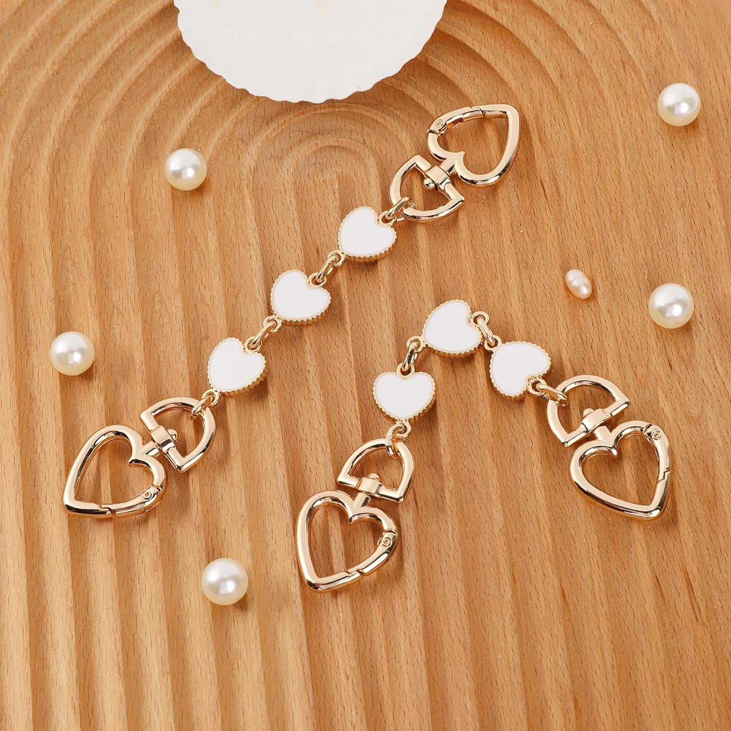 2Pcs Bag Extender Chain Purse Strap Extender Heart Shape Chain Straps Replacement Bag Extender Chain Handle Bag Accessories Replacement Womens Accessory Bag Chain Straps Heart Shape