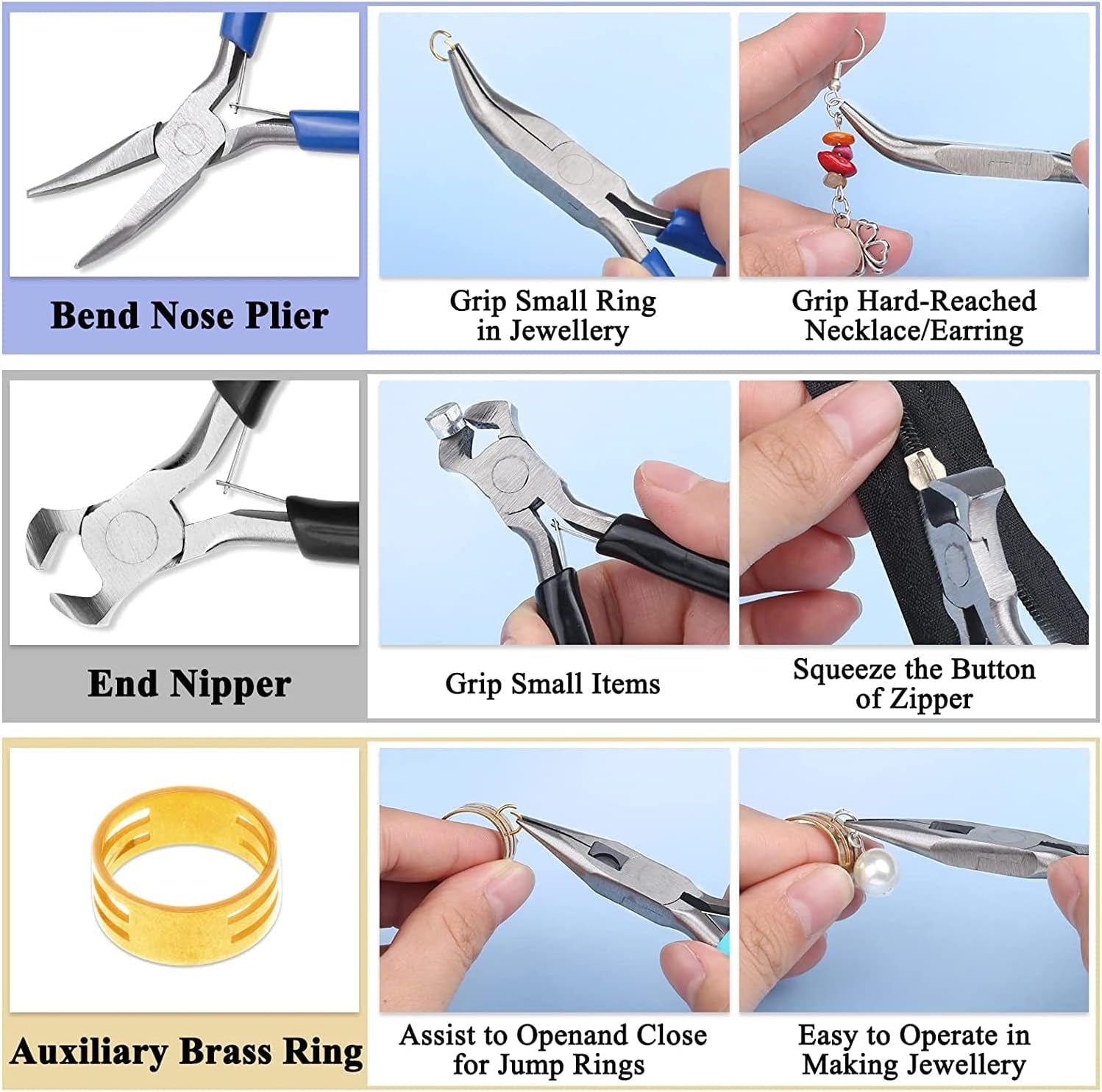 5 Packs Jewelry Pliers Set, Jewelry Making Tools with Needle Nose Pliers/Round Nose Pliers/Chain Nose Pliers/Bent Nose Pliers/Zipper Pliers, Jewelry Making Supplies Repair/Cut Kits for Crafting