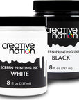 Black & White Fabric Screen Printing Ink 2-Pack - 16 Oz. of Water Based and High Opacity Ink for T-Shirt and Silkscreen Printmaking by