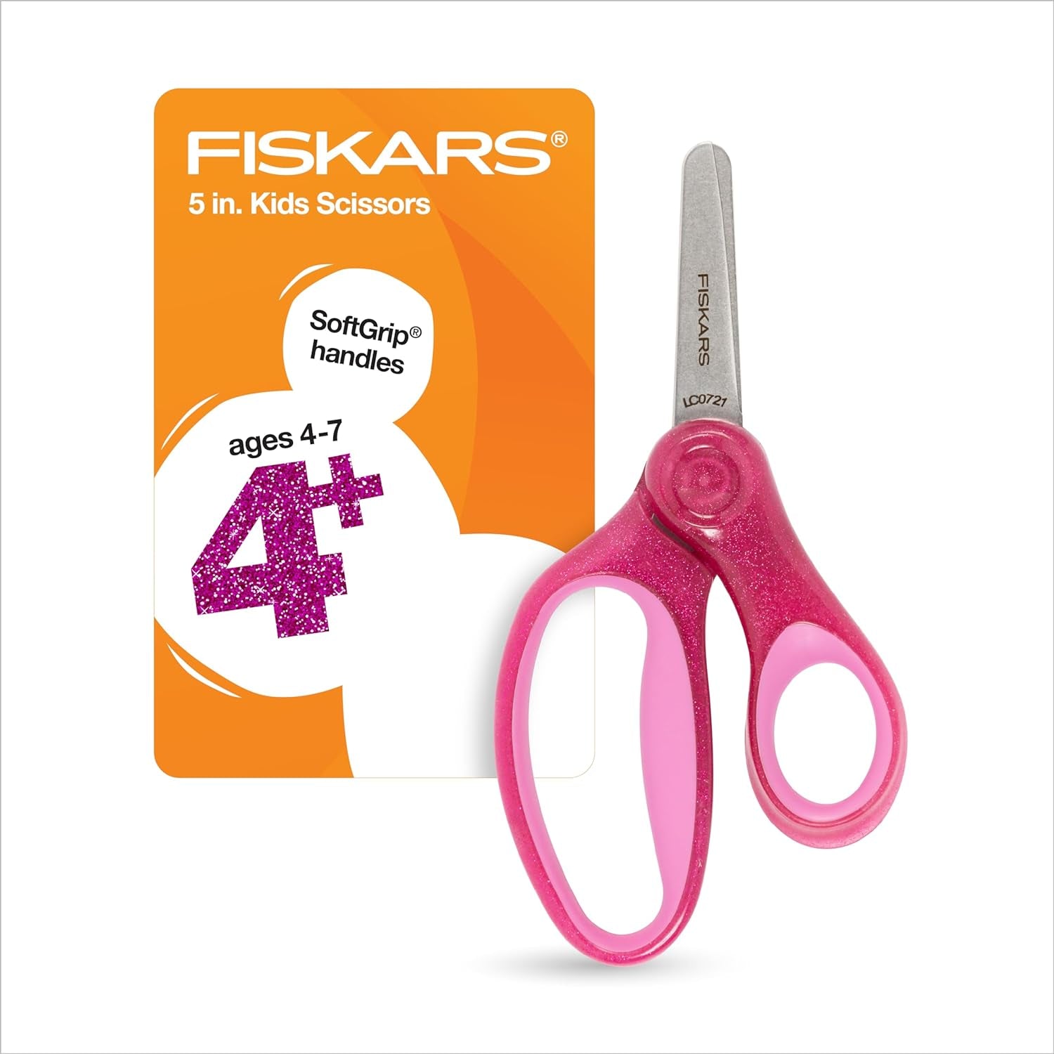 5" Blunt-Tip Glitter Scissors for Kids Ages 4-7 - Scissors for School or Crafting - Back to School Supplies - Pink