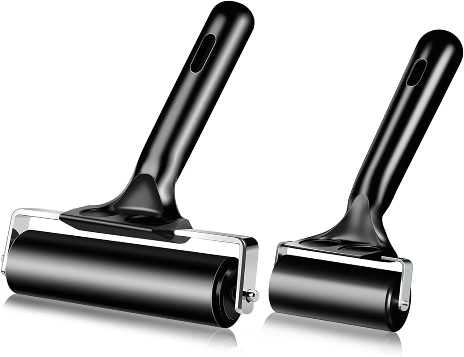 2 Pack Brayer Rollers for Crafting - Rubber Roller 4 and 2.2 Inch for Printmaking, Ink Roller for Painting Print Glue Stamping Tool