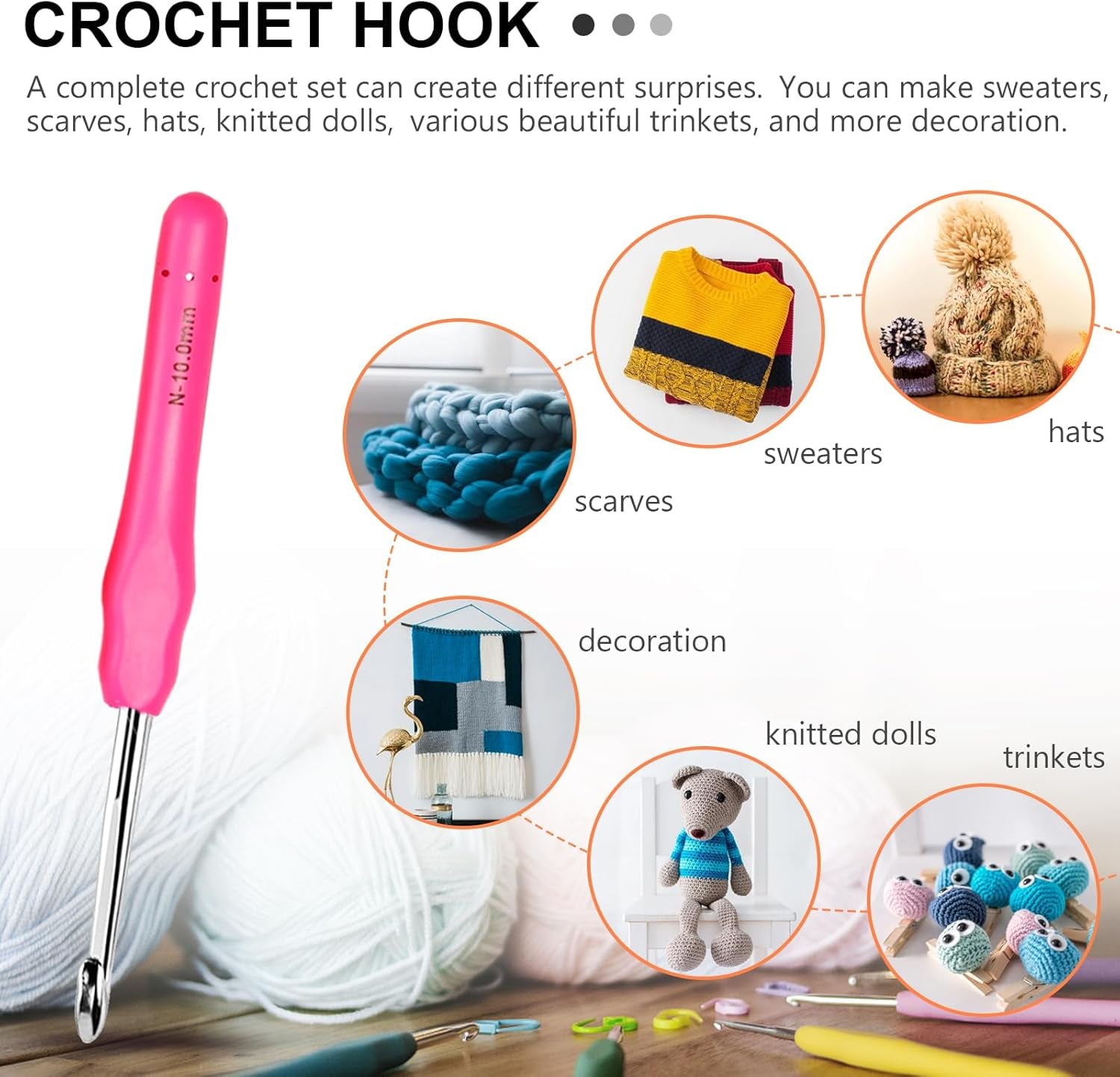 Crochet Hooks Set, 14 Size (2Mm-10Mm) Ergonomic Crochet Needle with Storage Case, Crochet Hooks for Arthritic Hands, Extra Long Knitting Needles (Blue)