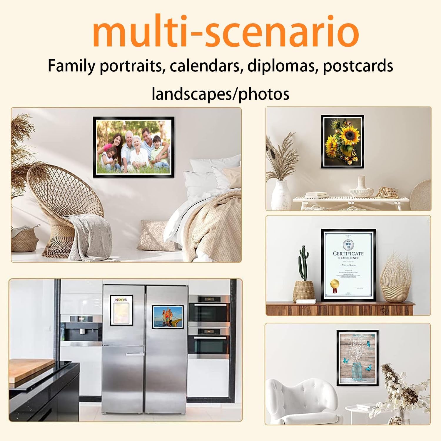 Diamond Art Frame 12X16 Inch - Diamond Frames 30X40 Cm Painting Suitable for 10X14Inch Picture, Diamond Frames Magnetic Self-Adhesive,Suitabble Frames Painting for Wall Window Door - 6 Pack (Black)