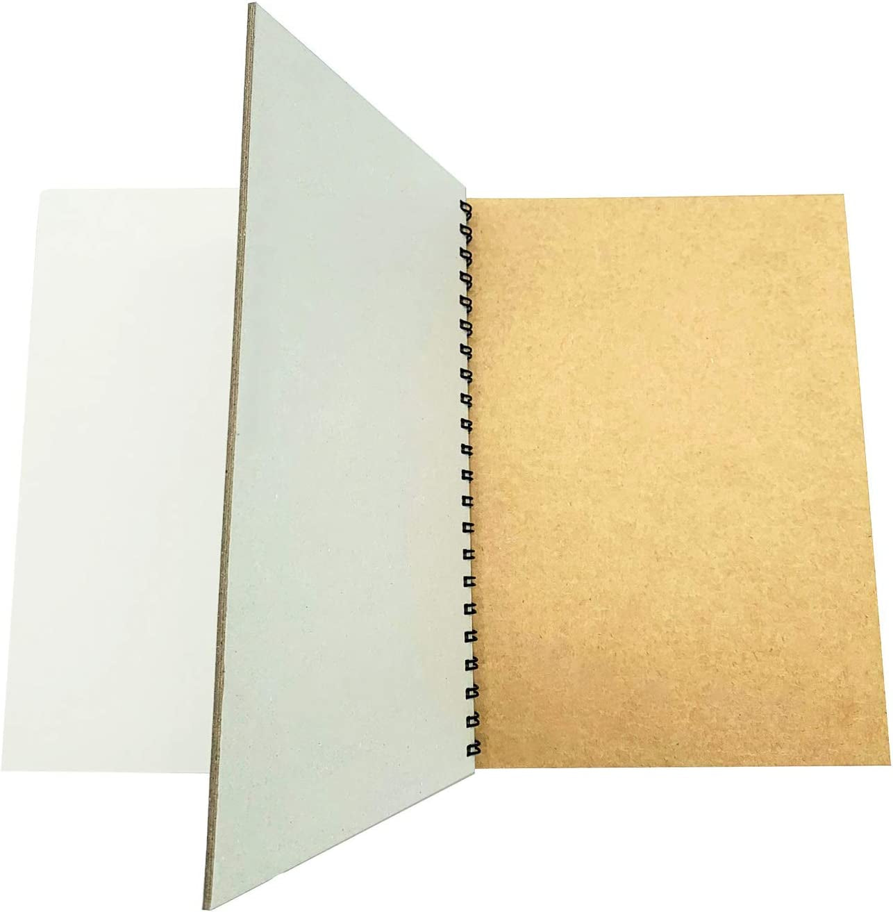 Spiral Sketch Book Large Notebook（Built-In Drawing Board） Kraft Cover Blank Sketch Pad Wirebound Sketching for Drawing Painting 8.5X11-Inch (2 Pack) 200 Sheets, 100 Sheets, 200Pages Each