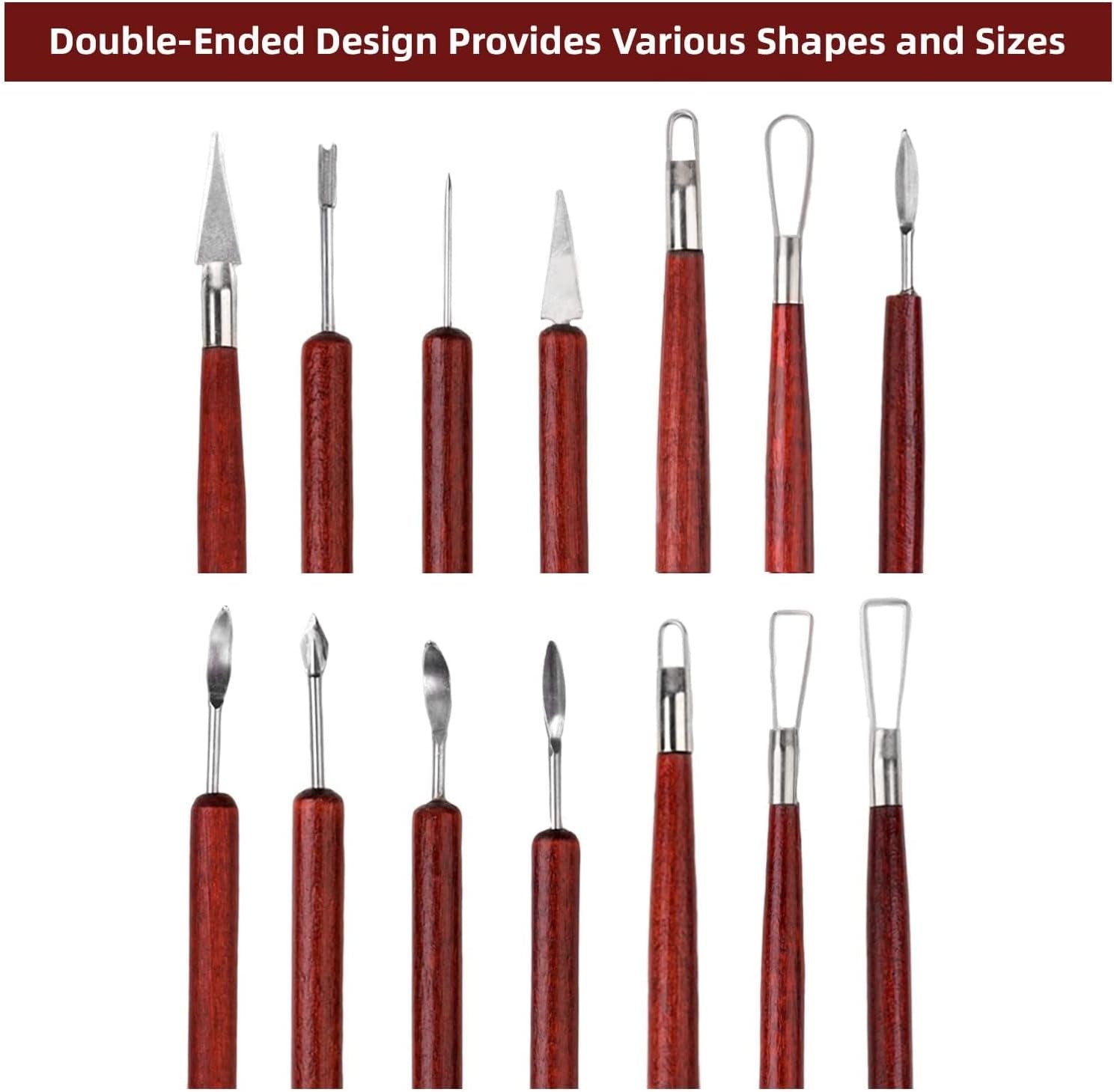 18PCS Clay Sculpting Tools, Basic Clay Pottery Carving Tool Kit with Wooden Handles and Tool Bag