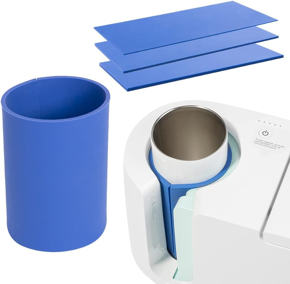 9.8 X 4.7 Inch Silicone Sublimation Mug Tumbler Wrap Blue Insert for Cricut Mug Press Accessories,3 Pieces 3 Thicknesses Suitable for Sublimation Tumblers Cups Mugs Printing