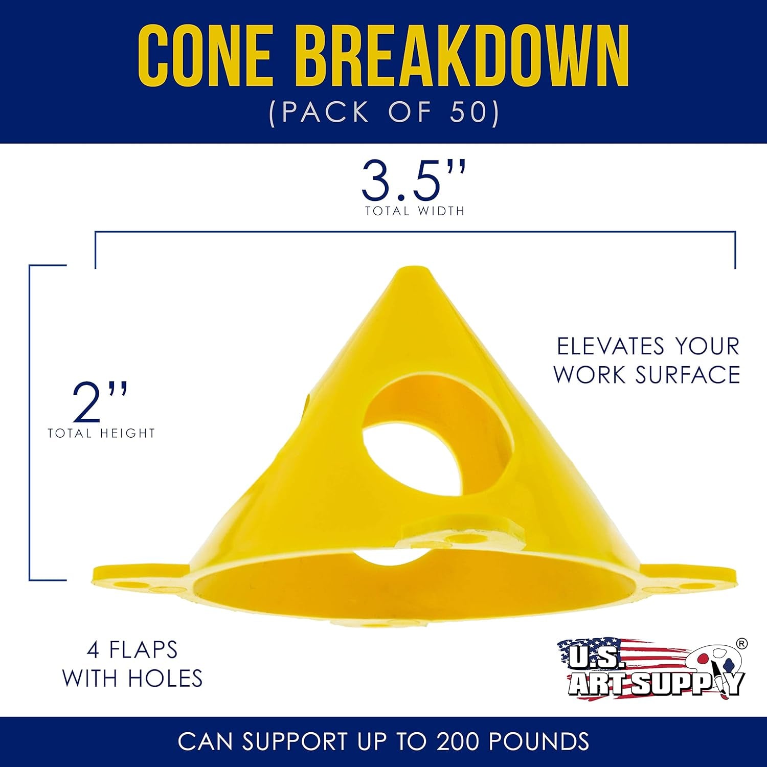 Yellow Cone Canvas and Cabinet Door Risers - Acrylic and Epoxy Pouring Paint Canvas Support Stands (Pack of 20) Great to Get Your Canvas or Cabinet Doors Pyramid Triangle Risers