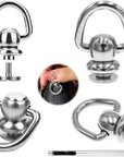 4Pcs Brass Ball Studs Rivets D Ring for Leather Crossbody Purse Craft