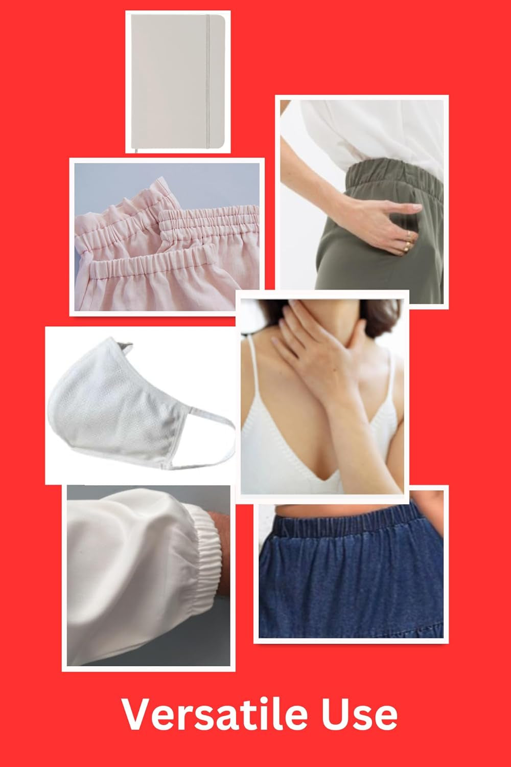 Knit Elastic - 3 Pack - 1/4&quot; X 90&quot;, 1/2&quot; X 45&quot; and 3/4&quot; X 36&quot;, Elastic for Sewing, White Elastic Bands for DIY Projects, Used on Waistbands, Sleeves, Necklines, Skirts, Swimwear, Leg Bands