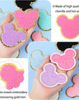 14 Pcs Chenille Mouse Patches,  Iron on Mouse Head Patches Cute Chenille Embroidered Applique Patch for Clothing Sew on Glitter Gold Trimmed Mouse Decorative Patch for DIY Decors