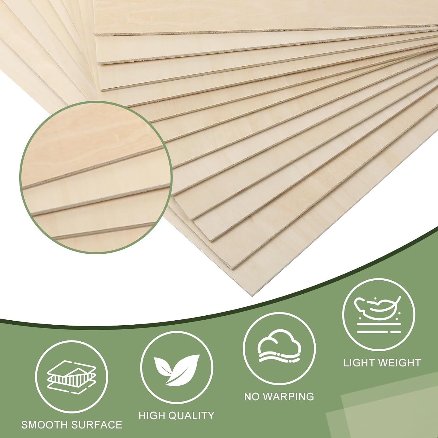 12 Pack Basswood Sheets 1/8X12X12 Inch for Crafts,Unfinished Wood for Laser Cutting & Engraving,Wood Burining,Plywood for Architectural Models.