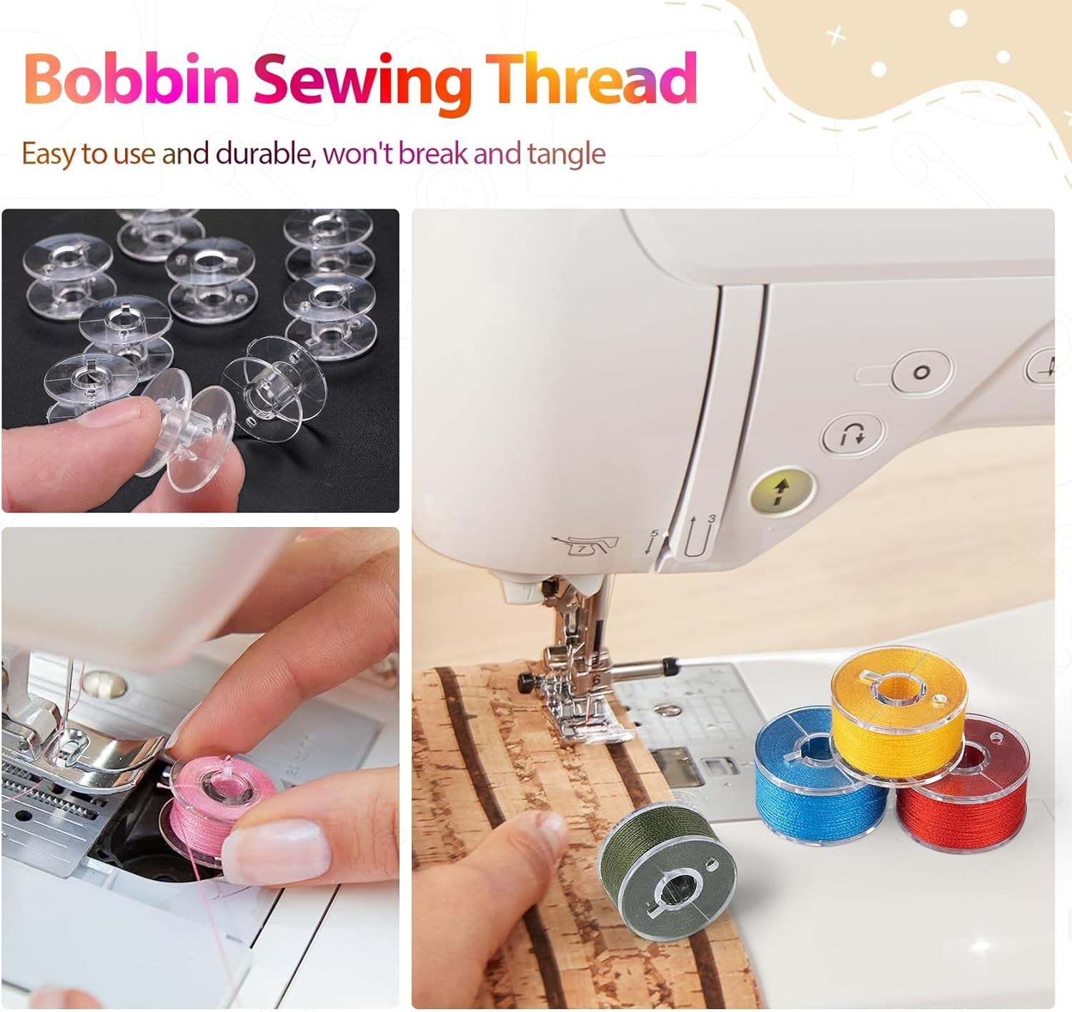 210 Pcs Bobbins Sewing Thread, Sizea Class15 Prewound Sewing Bobbins for Sewing Machine, 36 Colors Polyester Sewing Threads Compatible for Brother/Singer/Babylock/Janome Machine, 60WT