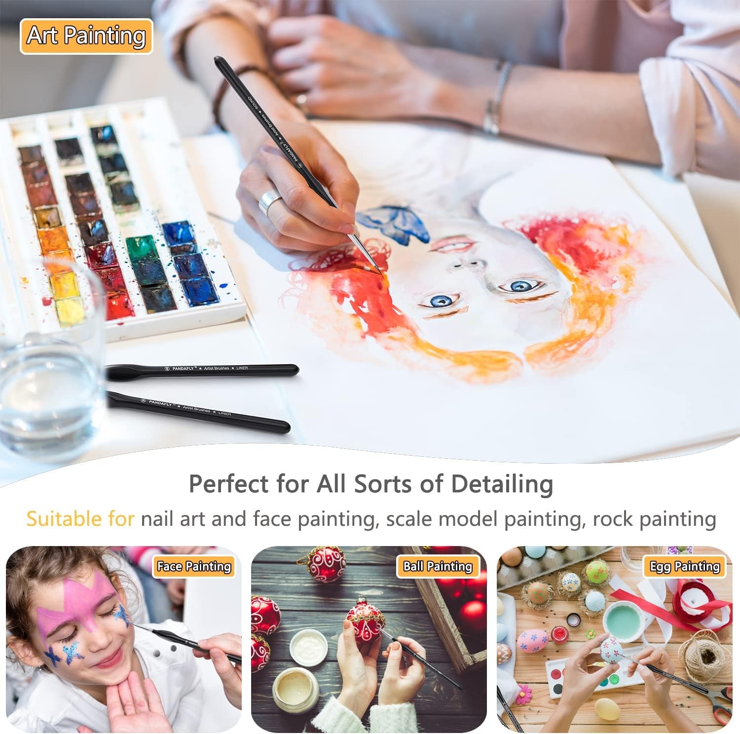 Detail Paint Brushes Set, 15Pcs Miniature Brushes for Fine Detailing & Art Painting - Acrylic, Oil, Watercolors & Paint by Number, Models, Face, Nail, Craft, Warhammer 40K