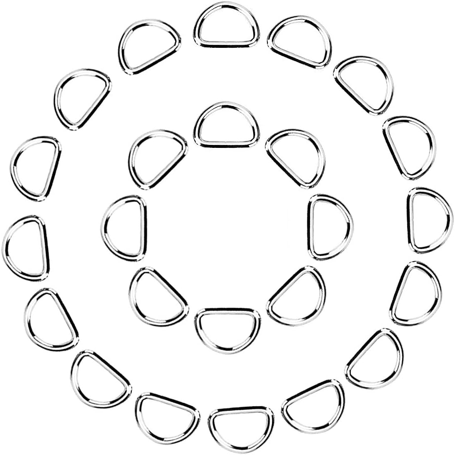 100 Pack Metal D Ring, 1/2 Inch