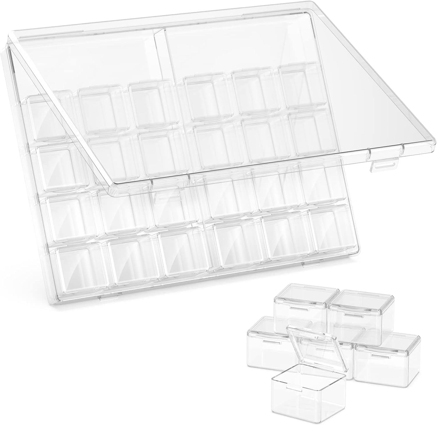 30 Packs Plastic Stackable Organizer Container with Lids, Mini Containers for Beads, Glitter, Slime, Paint or Seed Storage - Black (Black)